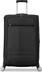 Samsonite Soft-Sided 25-Inch Lightweight Medium Checked Expandable Element Suitcase: Durable, 360° Spinner Wheels, Adjustable Telescopic Handle, 2 Front & 1 Side Pocket -Black