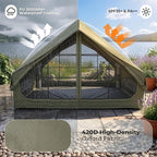 VINGLI Inflatable Camping Tent, All-Weather Inflatable Hot Tents with Stove Jack, Blow Up Tent for Camping with Mesh Doors & Windows, Inflatable Air Tents for Camping Adult