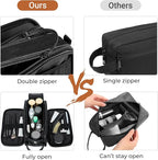 Elviros Travel Toiletry Bag for Men, Shaving Dopp Kit Water-resistant Bathroom Small Toiletries Organizer PU Leather Cosmetic Bags