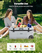 VEVOR Ultra-Light Hard Cooler, Ice Retention Cooler with Heavy Duty Handle, Ice Chest Lunch Box for Camping, Travel, Outdoor, Keeps Cool for up to 6 Days, 30% Lighter Than Rotomolded Coolers