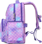 mibasies Girls Backpack: Large Kids Backpack Girls for Elementary School with Laptop Compartment - Mermaid Tail