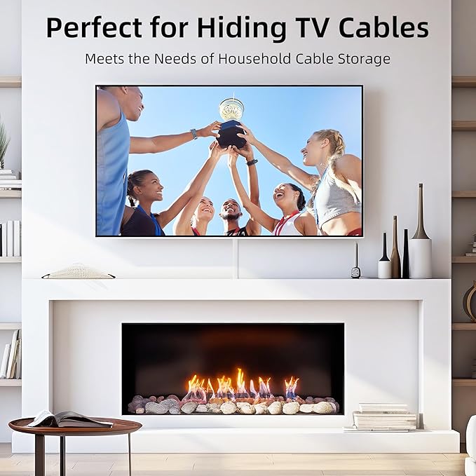 Delamu 63in Cord Hider, Cord Covers for 1 Wire, Paintable Cable Hider, Wire Covers for Cords on Wall, Wire Hiders for TV on Wall, Cable Cover Cable Management, W0.59in H0.40in