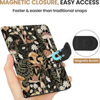 Passport Holder for Travel Essentials, RFID Blocking Leather Cover Wallet with Magnetic Closure, Aesthetic & Cute Passport Book Case for Women and Men - Mushroom