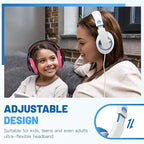 rockpapa Comfort Kids Headphones for School, Lightweight Foldable Portable Childs Boys Girls Teens Headphones Wired 3.5mm with 4.9ft Cord for Travel Airplane Tablet Phone Pad Laptop White/Blue