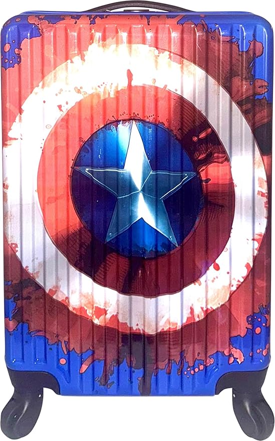 Fast Forward Kids Licensed Hard-Side 21" Spinner Luggage Lightweight Carry-on Suitcase Captain America