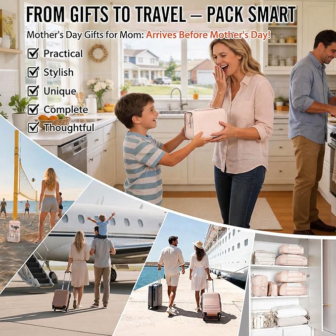 Veken 10 Set Packing Cubes for Travel, Beach Vacation Essentials Accessories for Cruise Ship, Suitcase Organizer Bags for Luggage with Hanging Toiletry & Shoe Bag, Birthday Gifts for Women Mom Her