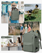 WONHOX Large Travel Backpack Women,Carry On Backpack Flight Approved 18x14x8 inches Bag Spirit Airlines Personal ltem,College Sports Hiking Rucksack Laptop Blackpack mochila de viaje,Green