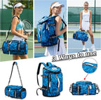 Gym Duffle Bag Backpack with Shoe Compartment,4 ways Travel Backpack for Women and Men,Multi-Functional Weekender bag with Waterproof Layer&Laptop Compartment for Fitness, Travel,Camping