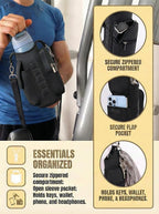 AUPET Magnetic Gym Bag for Men & Women, Small Gym Bag Organizer, Crossbody Magnets Gym Water Bottle Bag Holder Carrier Fits for 18-40oz Owala Yeti Hydro Flask, Workout Pouch for Phone, Keys & Wallet