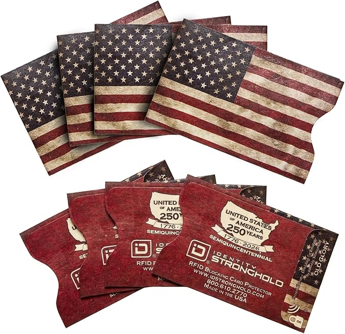 RFID Blocking Credit Card Sleeve Protectors – USA Made Slim Wallet Inserts for Credit Cards, Debit Cards & ID Protection (8, Red)