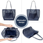 KALIDI Beach Nylon Mesh Tote Bag, Casual Tote Bag Hobo Women Foldable MAX 23L Shoulder Bag For Beach Picnic Vacation