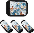 2Pcs Luggage Handle Wrap Suitcase Identifier Handle Covers Tags Soft Travel Bags Luggage Handle Gripper Accessories for Airplane Flying White Daisy and Butterflies