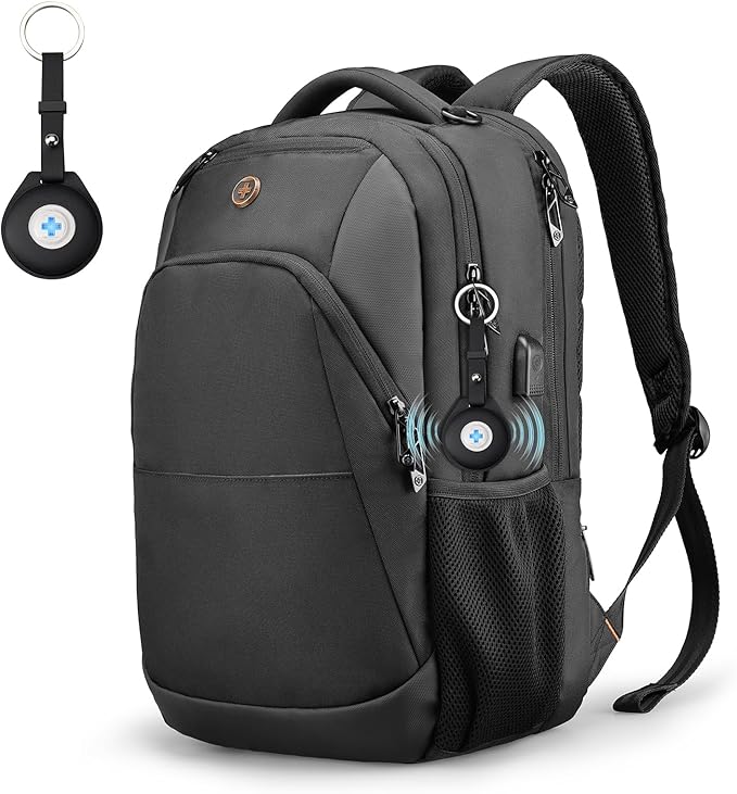 Swissdigital Design Adult Laptop Backpack, College Laptops Backpack with USB Charging Port for Men Fits 16 Inch Notebook with Finder Keychain, Bluetooth Tracker, Item Locator for Keys,SD16709508F-01