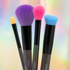 MODA Next Gen Neon Complexion 4pc Makeup Brush Kit – Face Brush Set for Foundation, Blush & Contour – Vegan & Travel-Friendly
