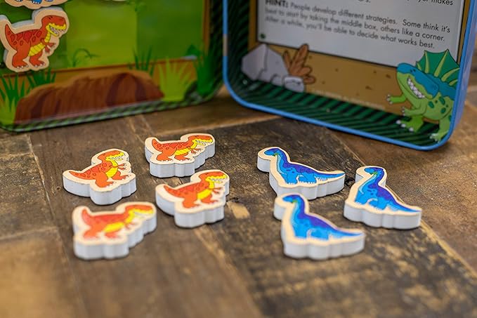 TS Shure by Bendon Dinosaur Tic-Tac-Toe Games Mini Magnetic Activity Tin with Illustrated Foam Magnets 50515