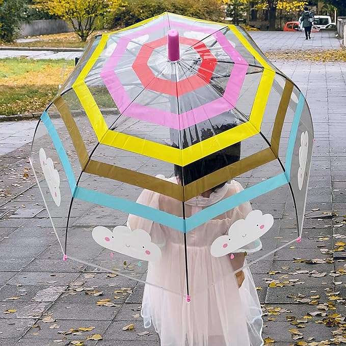 Kids Clear Umbrella for Rain Dome Bubble Umbrellas Windproof for Kids Boys and Girls