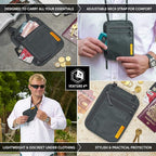 VENTURE 4TH Slim Passport Holder Neck Pouch with RFID Blocking Travel Neck Wallet and a Nylon Lining (Gray)