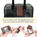 Travelambo Luggage Tags for Suitcases PU Leather Travel Tags Bag Tags Privacy Protection Travel Essentials