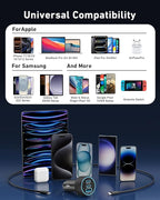 Car Charger USB C, 3-Port 67W Dual USB-C & USB-A Car Phone Charger Accessories Power Adapter Fast Charging Cigarette Lighter for iPhone 17/16/15/14/13/12/11 Pro Max, iPad, Galaxy S26/S25/S24, Android