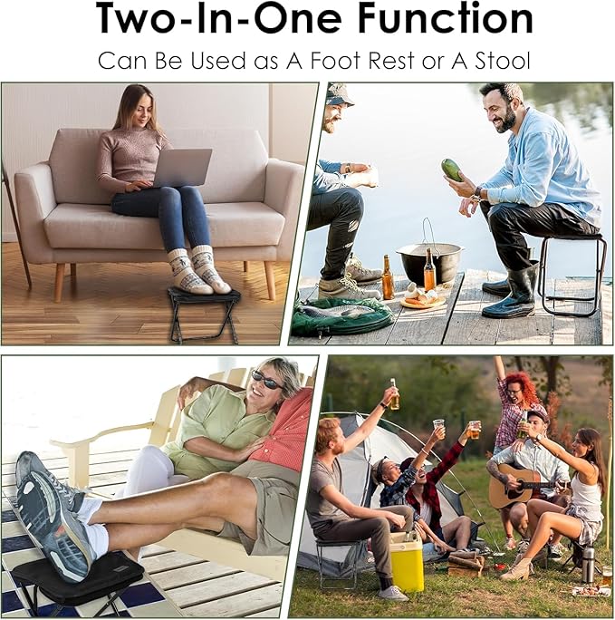 Portable Folding Stool Chair – Lightweight Compact Camping Stool with Carry Bag, Heavy Duty 265 lbs, Pocket Chair for Hiking, Backpacking & Travel
