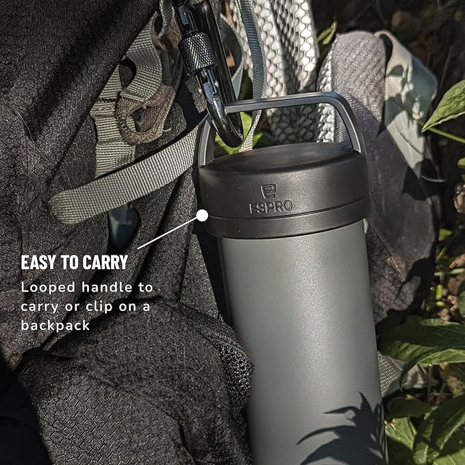 ESPRO Go P0 Ultralight French Press Coffee Maker for Travel, Vacuum Insulated Stainless Steel, 16 Ounces, Matte Meteorite Black