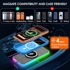 Magnetic Wireless Charger for iPhone 17/16/15/14/13/12 Series, Fast Wireless Charging Pad with Extension Cable, Portable Mag Safe Compatible Charger for Car, Desk & Travel, USB Magnetic Phone Charger