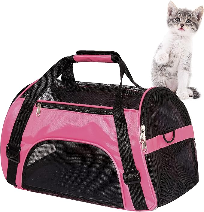 MuchL Pet Carrier Soft-Sided Carriers for Cat Carriers Dog Carrier for Small Medium Cats Dogs Puppies Pet Carrier Airline Approved Cat Dog Pet Travel Carrier (Medium,Pink)