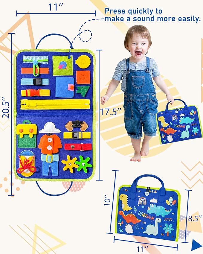Exorany Busy Board Montessori Toys for Toddler Boys & Girls Birthday Gifts, Sensory Toys for Toddlers, Educational Travel Preschool Toddler Activities Learning Fine Motor Skills