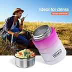 Insulated Food Jar Set – 25.4oz & 17oz Stainless Steel Containers with Folding Spoon and Carrying Bags – Leak-Proof, Keeps Food Hot or Cold for up to 12 Hours – Ideal for Work, School, Travel