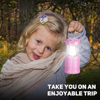 4-Pack Mini LED Pink Camping Lanterns, Portable Camping Lights, Outdoor Handled Lamps, Essential Emergency Lights for Power Outages, Hiking, Hurricane