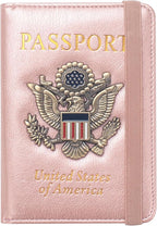 Coowayze US Passport Holder Wallet for Travel Men Women RFID Blocking Passport Cover Case, Waterproof Pink Leather Passport Book Protector with Vaccine Card Slot Travel Document Organizer