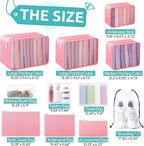 ALL INCLUDED - 12 Set Packing Cubes for Suitcases Carry On, Travel Essentials/Accessories Luggage Organizer Bags Set, Includes Cubes, Shoes Bag, Matte Cosmetic Bag, Zipper Bags
