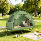 Outsunny Camping Tent Cot, Single Person Folding Cot Combo, Off-Ground Tent, Covered Outdoor Bed with Carry Bag for Hiking, Camping