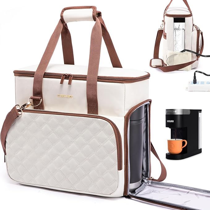 BAGSPRITE Travel Coffee Maker Carrying Case for Keurig K-Mini Plus & K-Slim – Portable Single Serve Coffee Machine Storage Bag with Accessories Space, Coffe Maker Travel Bag