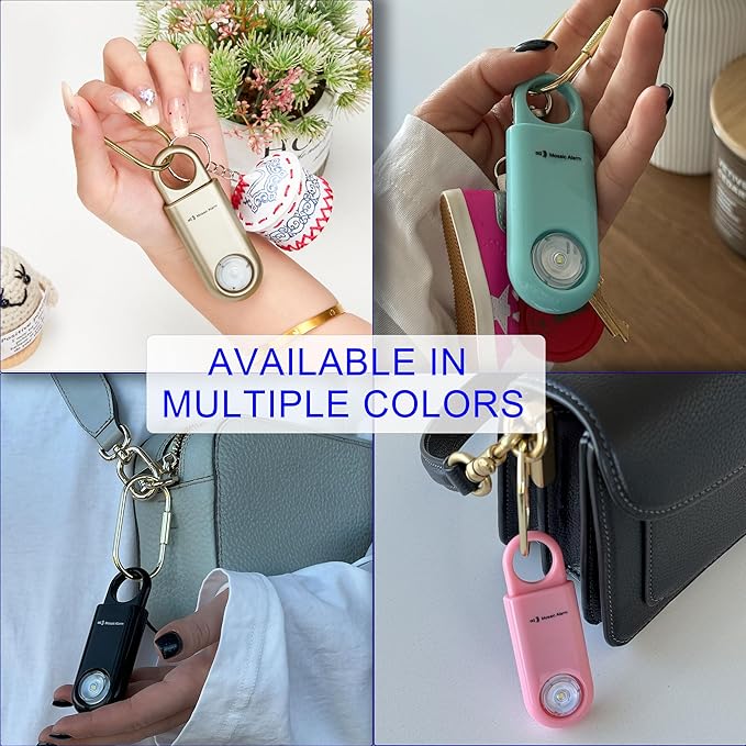 130dB Personal Safety Alarm Strobe Light. Loud Sound Keychain Siren with Carabiner for Women, School Children, Night Runners, Hiking. Bear Alarm Deterrent. SOS Emergency Self Defense Alerts. Rose Gold
