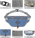 Fanny Pack for Women Men, Water-Resistant Travel Waist Pack with RFID Blocking, Wide Opening Crossbody Belt Bag for Phone, Passport, Small Hip Pack for Running, Hiking, Workout（Blue）