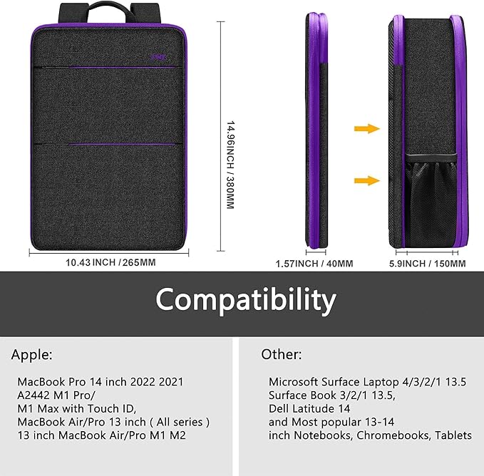 ZINZ Slim & Expandable Laptop Backpack 15 15.6 16 Inch Case, Water Resistant Travel Backpack Compatible with MacBook Pro/Neo 16" 15", Dell XPS 15 16 and Most 15" 15.6" 16" Notebooks，B01PU01