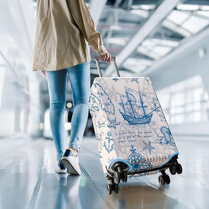 Travel Luggage Cover Suitcase Protector Fits 18-32 Inch Wheel Covers PatternedTravel Related Items Flower Luggage Protector Elastic S