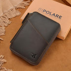 Polare Leather Pilot Wallet Passport Holder RFID Blocking Tri-fold Travel Cover Document Organizer for Aviation Professionals (Dark Brown(YKK Zipper Version))