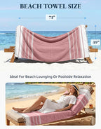 LANE LINEN Turkish Beach Towel 2 Pack, Oversized Beach Towel 39"x71", Lightweight Beach Essentials for Women, Large Pool Towel, Absorbent & Quick Dry, Sand Free Beach Towel - Hibiscus
