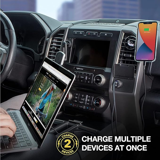 Scosche CPDCC60 PowerVolt 60W Certified Dual USB Type-C + Type-C Fast Car Charger Power Delivery 3.0 with PPS for All USB-C Devices