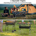 Anbte 3ft Aluminum Roll Top Camping Table, 2 Adjustable Height Camping Table Folding with Storage Net & Bag Lightweight Roll Up Table for Tailgate Outdoor Backyard BBQ Patio Picnic, 32.2” X 16”, Black