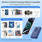 Magnetic Portable Charger for iPhone & iWatch,10800mAh 25W PD Fast Charging USB C Power Bank,4 Output Dual-Side Magnet Travel Essentials Battery Pack for iPhone 17/Air/16/15/14/13/12 Series (Blue)