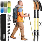 Foxelli Trekking Poles – Lightweight Collapsible Aircraft Grade Aluminum Hiking Poles with Cork Grips Quick Locks & All-Terrain Accessories – Pair of 2