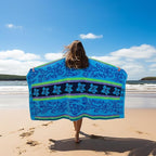 COTTON CRAFT Oversized Beach Towel - 2 Pack XL 39 x 68 inches Big & Huge Beach Blanket Towel - 100% Cotton Jacquard Velour - Super Soft Luxury - Pool Picnic Bath - Tropical Hibiscus Aqua Blue Purple