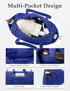 Quilted Travel Duffle Bag for Women Medium Weekender Bag Puffer Overnight Bag Large Soft Puffy Duffel Bag Carry-On Gym Bag Lightweight Personal Item Travel Bag for Trips Business Sport Airplane