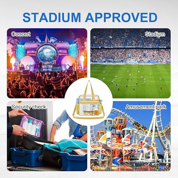 USPECLARE Clear Bag for Stadium Events,Transparent Bag for Work Sports Games Concerts Travel Gym