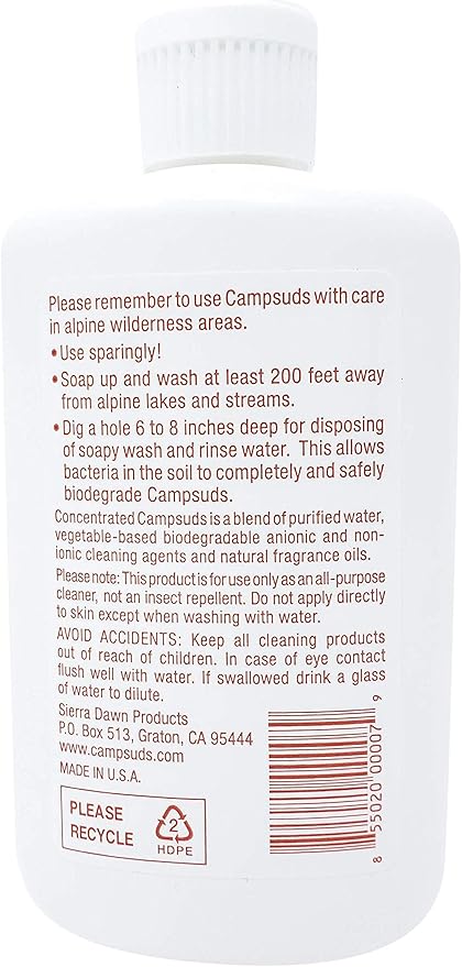 Sierra Dawn Campsuds Biodegradable Camping Soap with Insect Deterrent Citronella, Lavender, Peppermint Oils - Camp Dish Soap, Shampoo, Body Wash