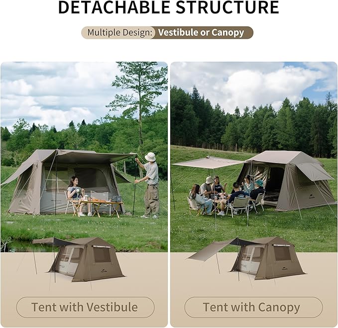 Naturehike Village Instant Tent, Camping Tent with Full Rainfly, Waterproof Large Cabin Tents for Car Camping