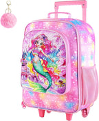 18" Girls Luggage, Kids Carry on Suitcase With Wheels, Mermaid Suitcases for Toddler Children(Pink)